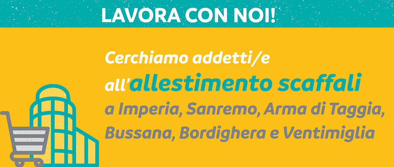 Allestimento scaffali nei comuni di Imperia, Sanremo, Arma di Taggia, Bussana, Bordighera e Ventimiglia